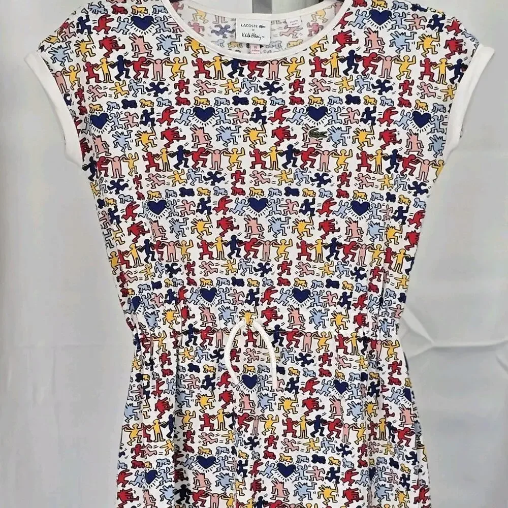 Lacoste X Keith Haring Girls Dress Size 10 Multicolor Casual 90s Artsy Kids - Picture 2 of 6